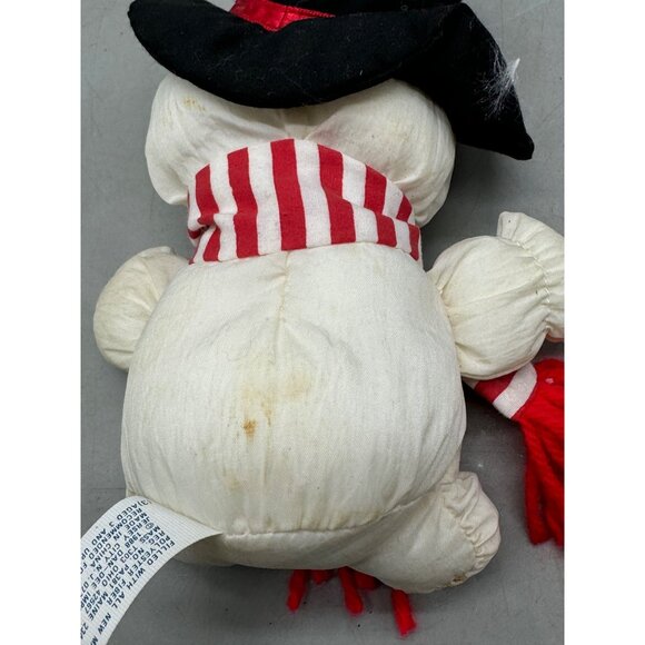 vintage snowman plush Christmas tree ornament white black top hat scarf 6" READ - Picture 7 of 9